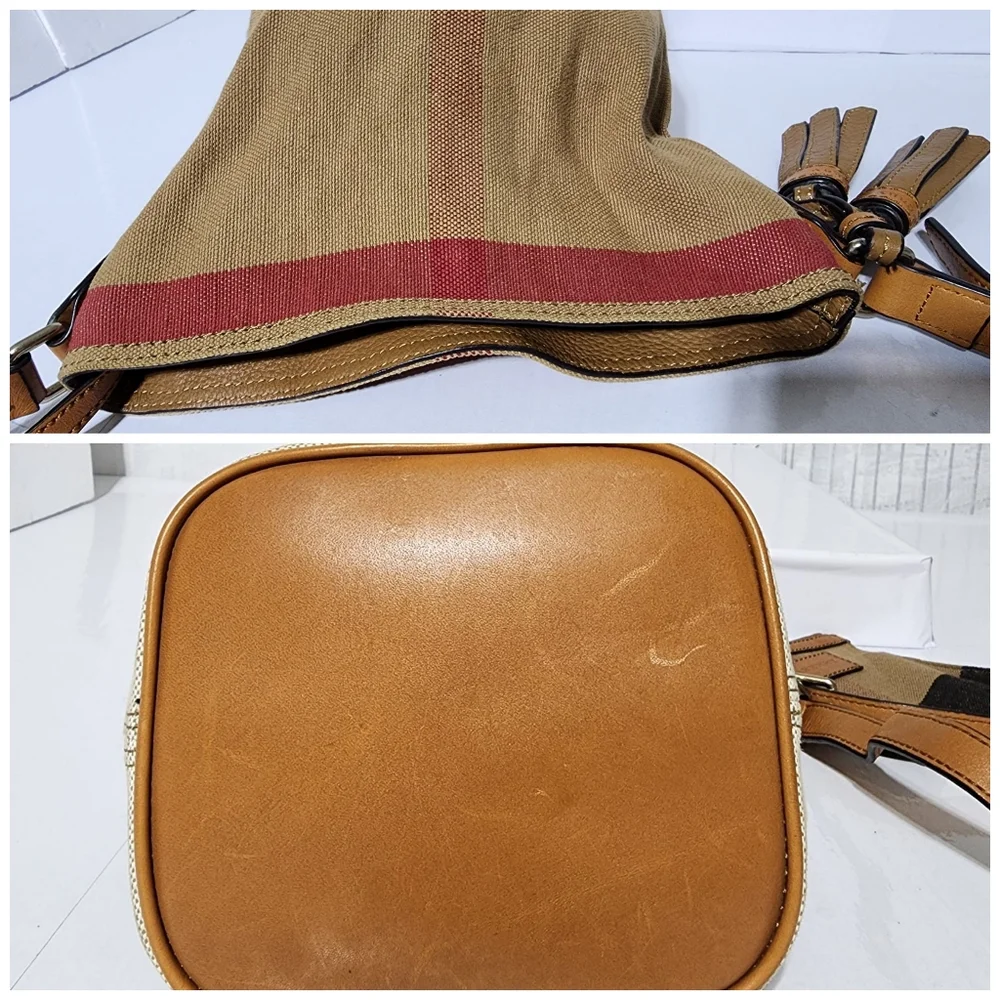 BURBERRY Canvas Mega Check Mini Ashby Hobo Saddle Bag Brown/Beige - Picture 10 of 13